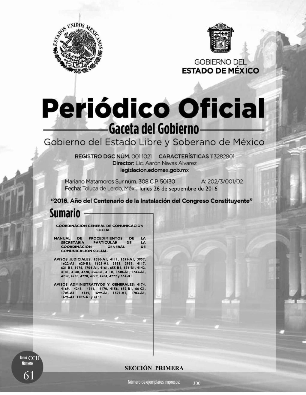 Periódico Oficial Del Gobierno Del Estado Libre Y Soberano De México