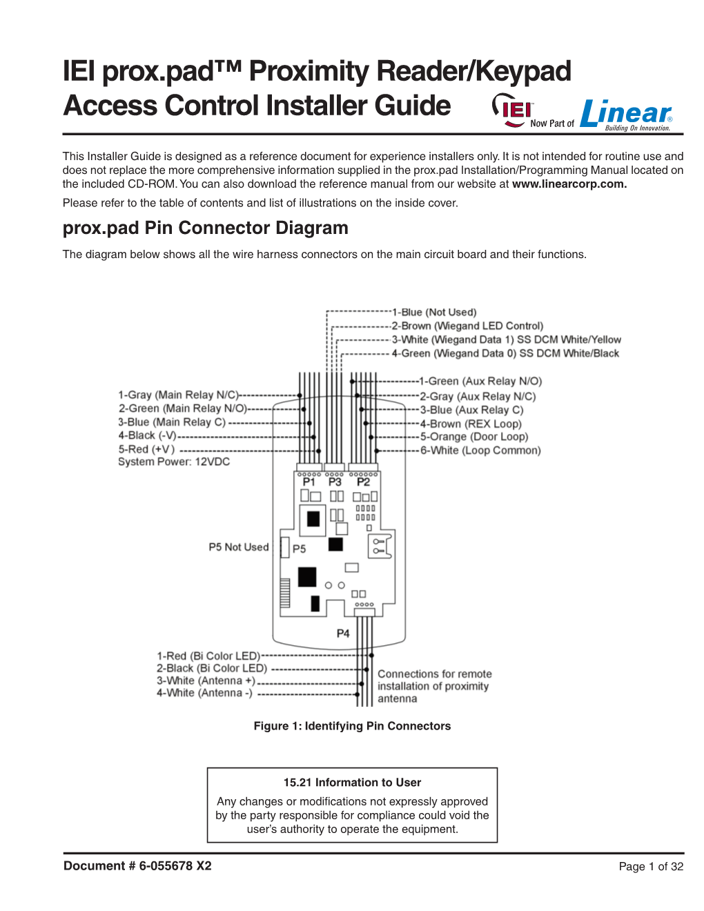 IEI Prox.Pad™ Proximity Reader/Keypad Access Control Installer Guide Now Part Of