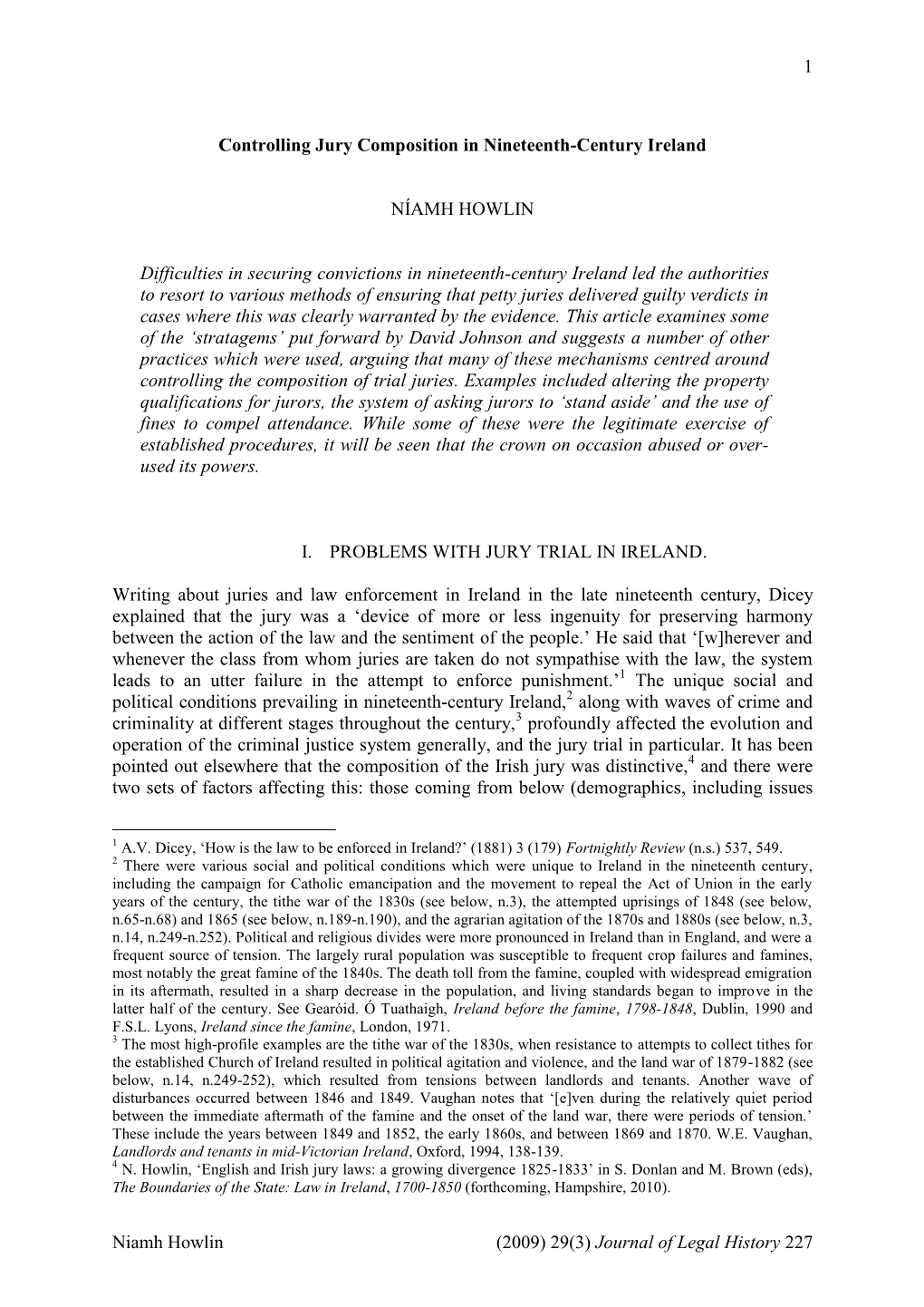 Controlling Jury Composition in Nineteenth-Century Ireland