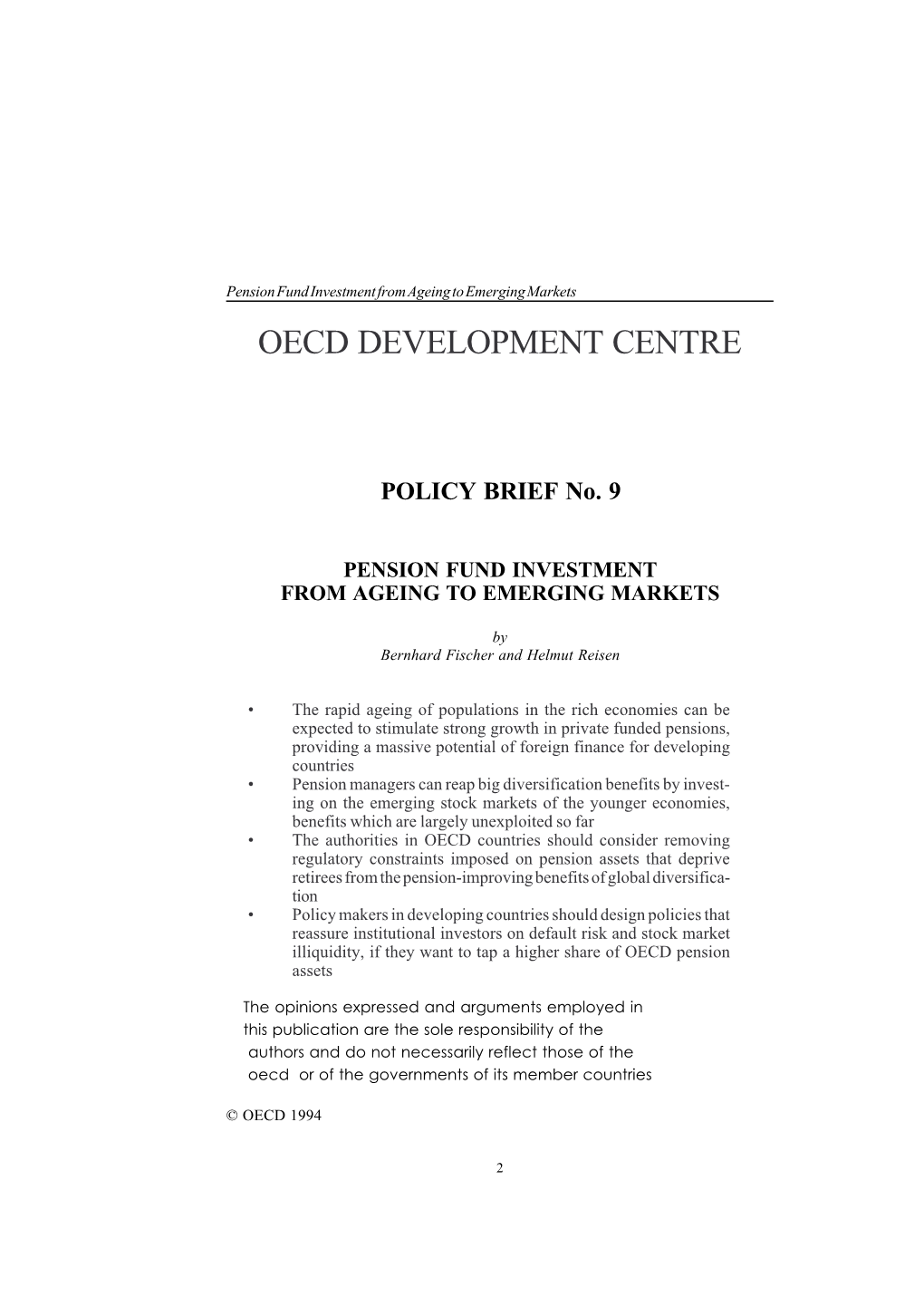 OECD Development Centre. Policy Brief, No. 9