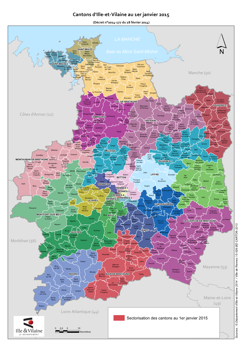 Cantons D'ille-Et-Vilaine Au 1Er Janvier 2015 (Décret N°2014-177 Du 18 Février 2014)