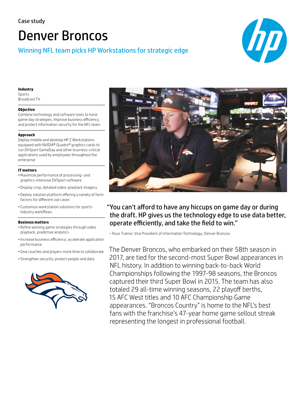 HP Z Workstations | IT Case Study | Denver Broncos