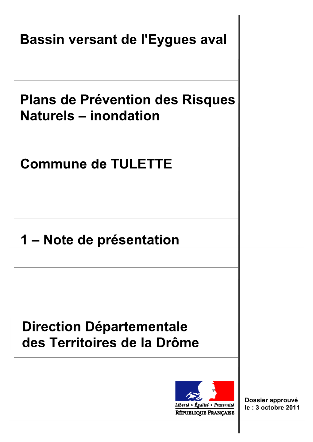 Inondation Commune De TULETTE Bassin Versant De L