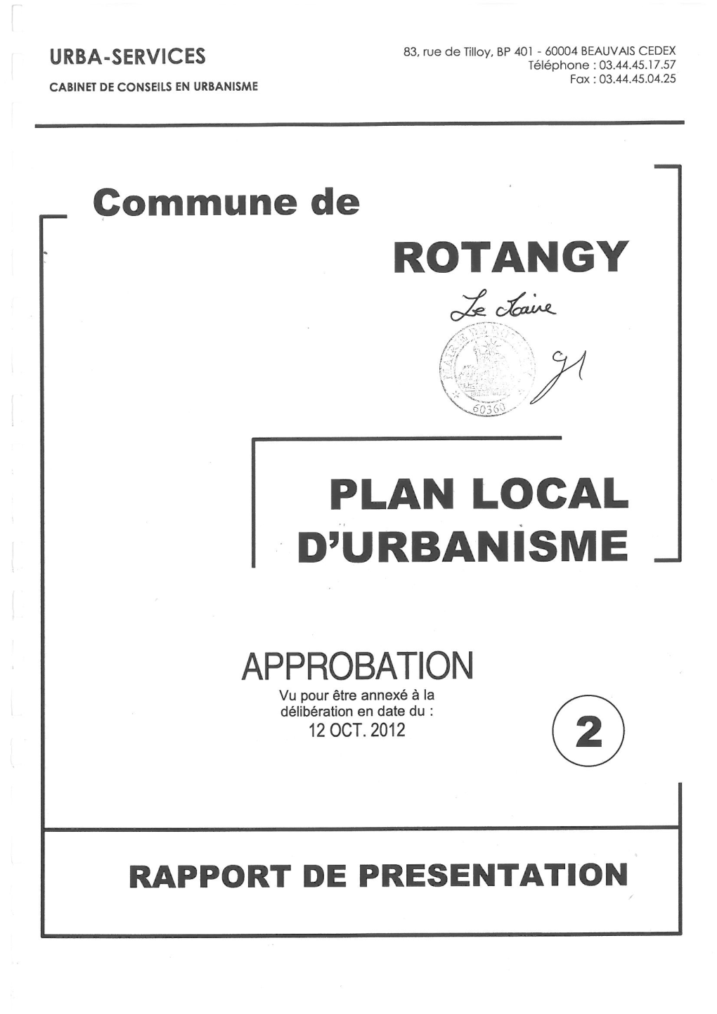 Le Plan Local D'urbanisme De Rotangy