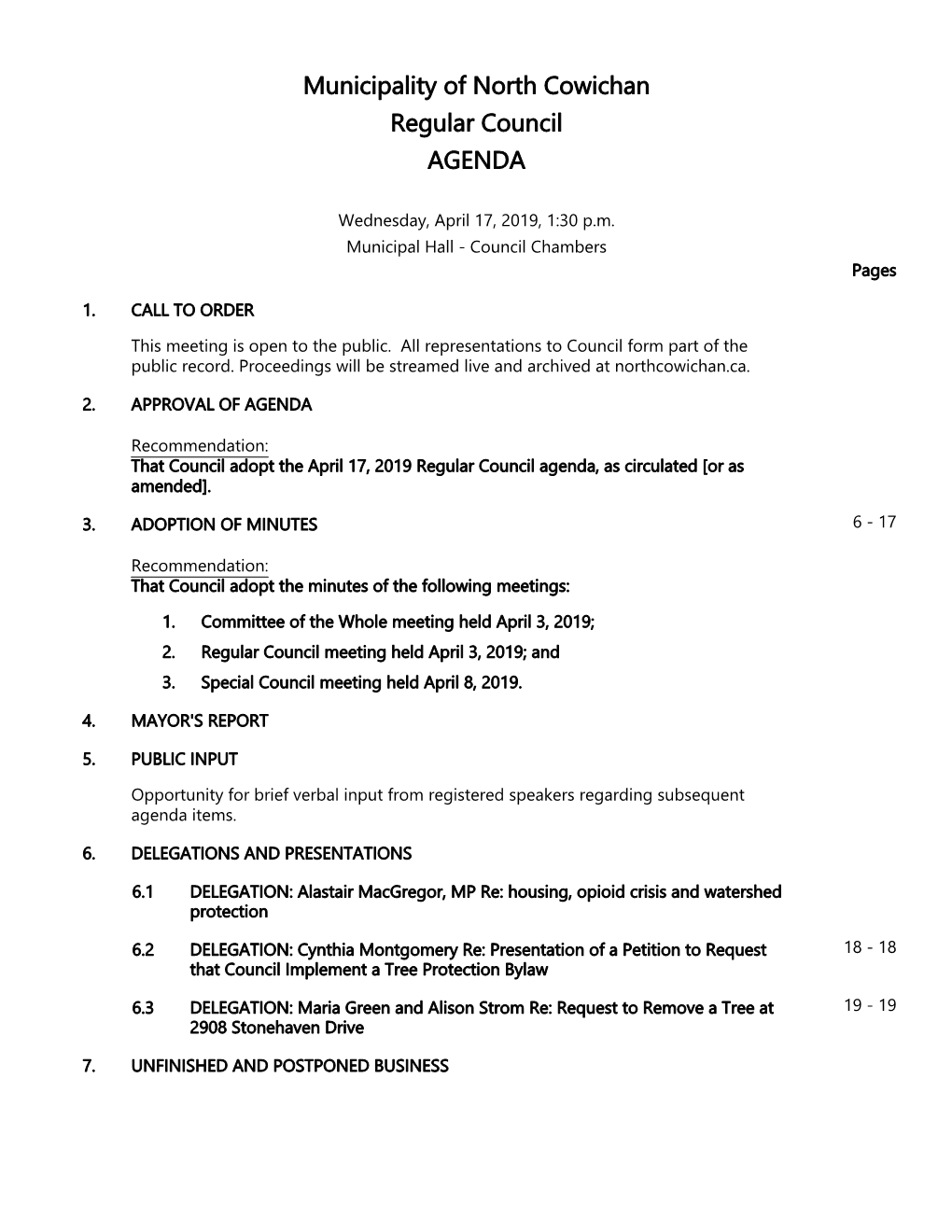 Municipality of North Cowichan Council Agenda Package