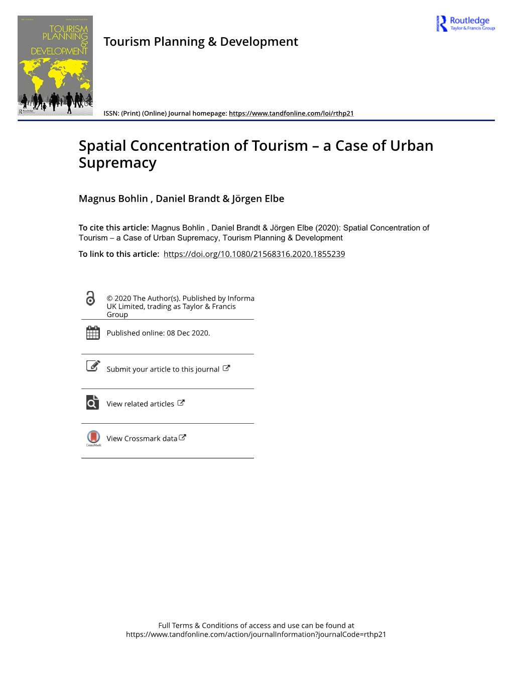 Spatial Concentration of Tourism – a Case of Urban Supremacy