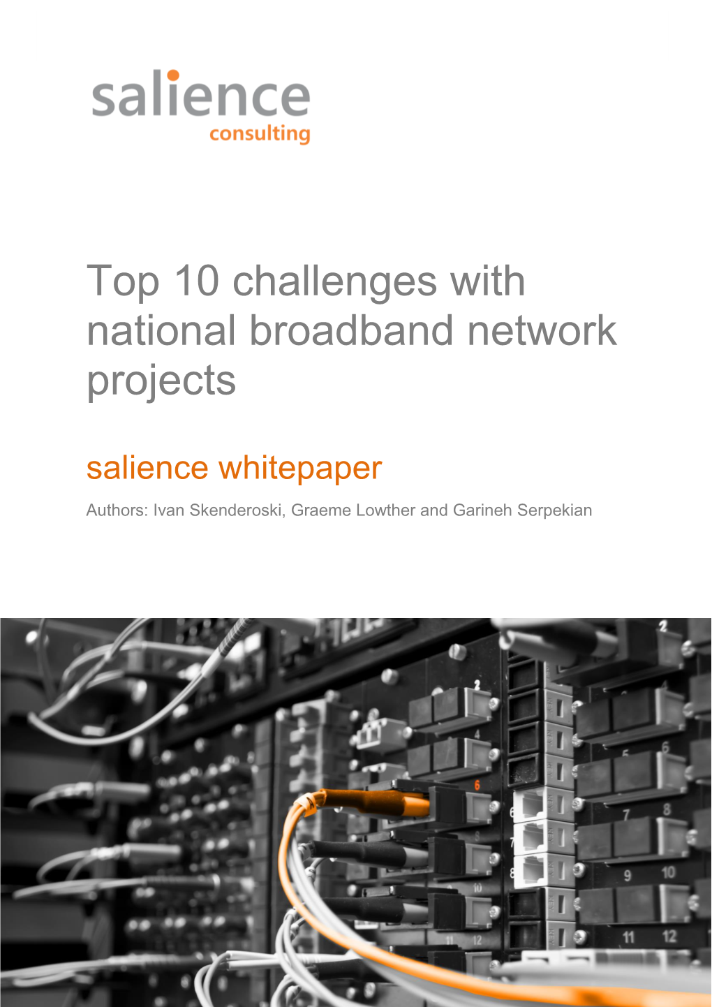 Top 10 Challenges with National Broadband Network Projects Salience Whitepaper Authors: Ivan Skenderoski, Graeme Lowther and Garineh Serpekian