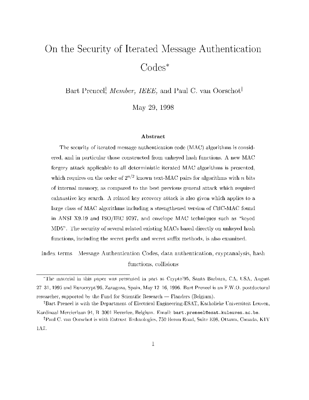 On the Security of Iterated Message Authentication Codes*