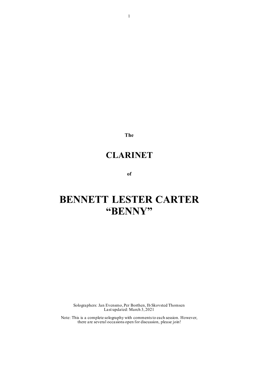 Bennett Lester Carter “Benny”