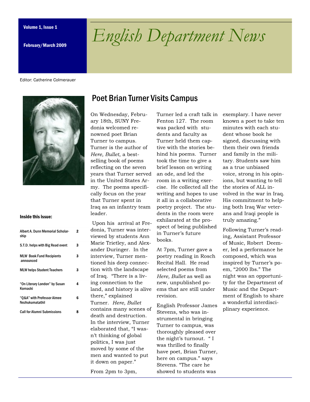 English Department News February/March 2009