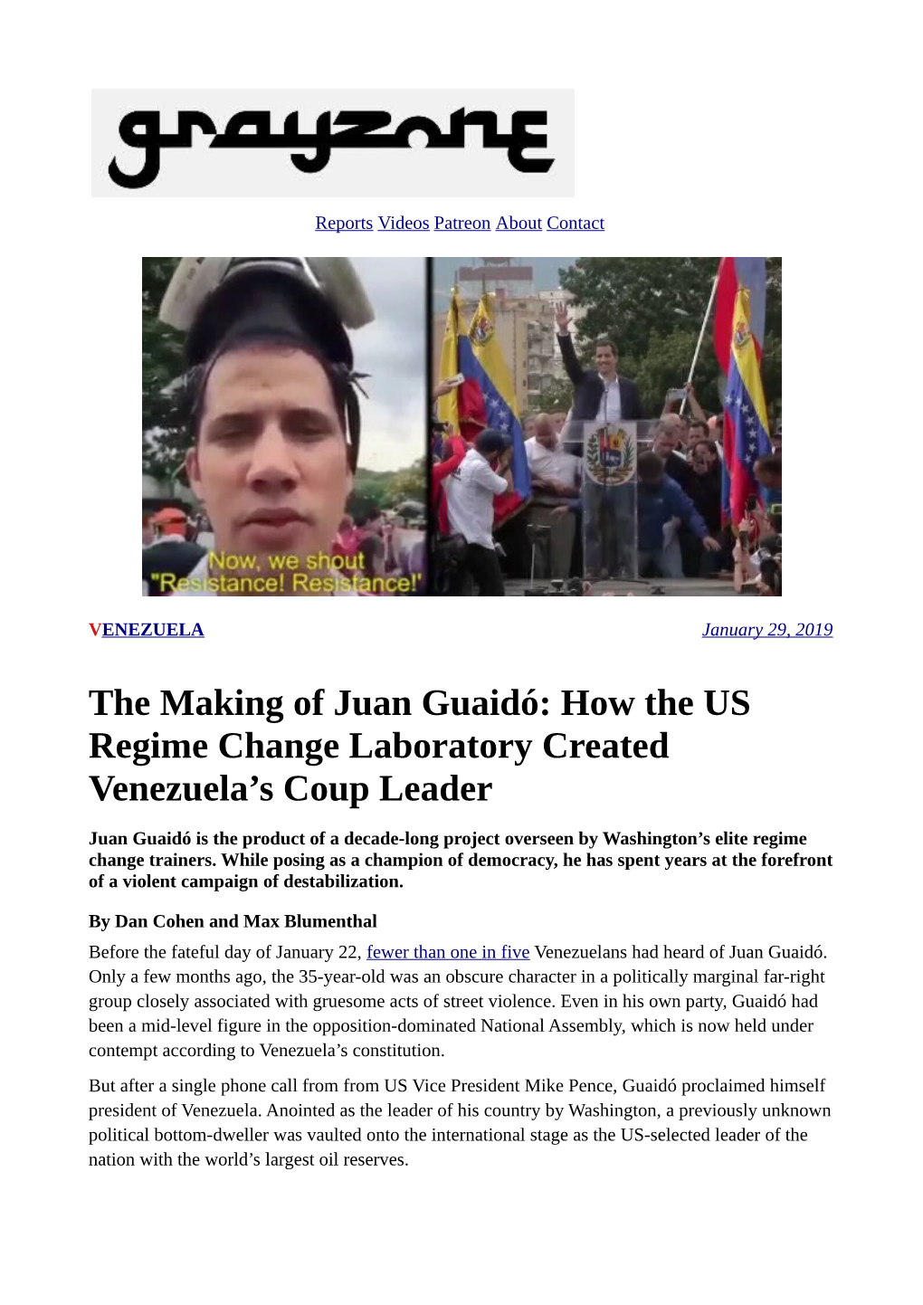 The Making of Juan Guaidó: How the US Regime Change Laboratory Created Venezuela’S Coup Leader
