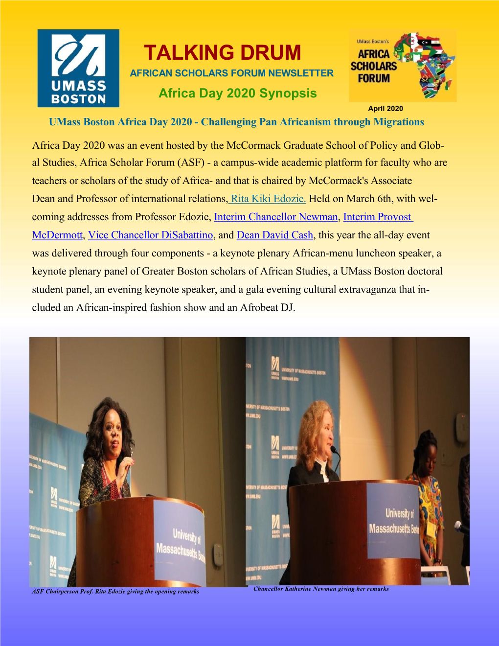 Talking Drum African Scholars Forum Newsletter