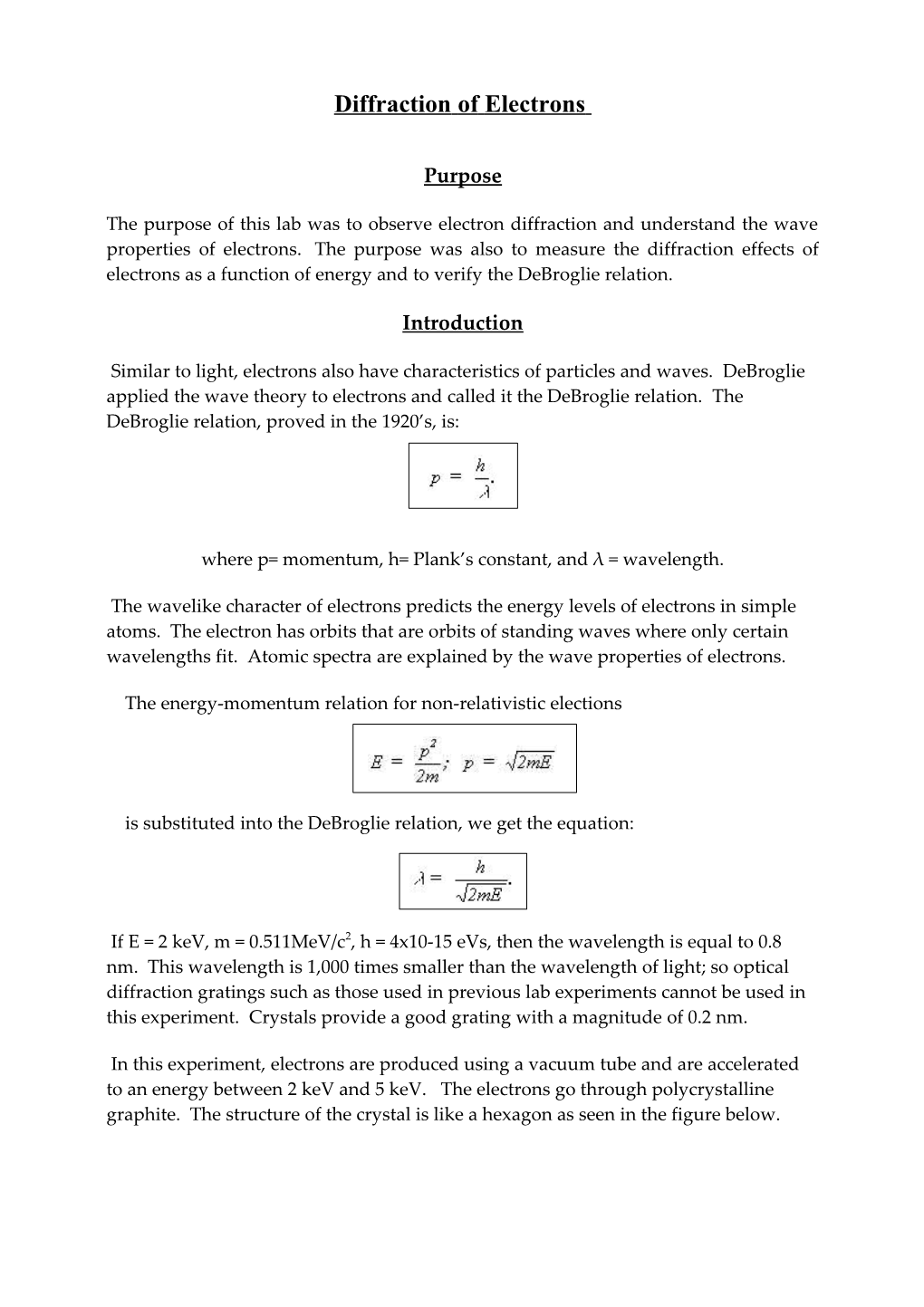 Diffraction of Electrons