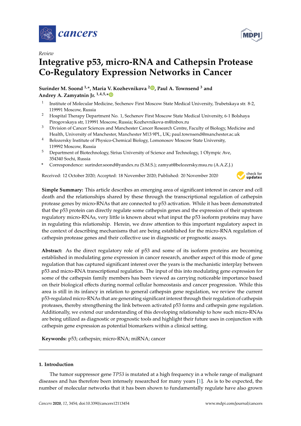 Integrative P53, Micro-RNA and Cathepsin Protease Co-Regulatory Expression Networks in Cancer