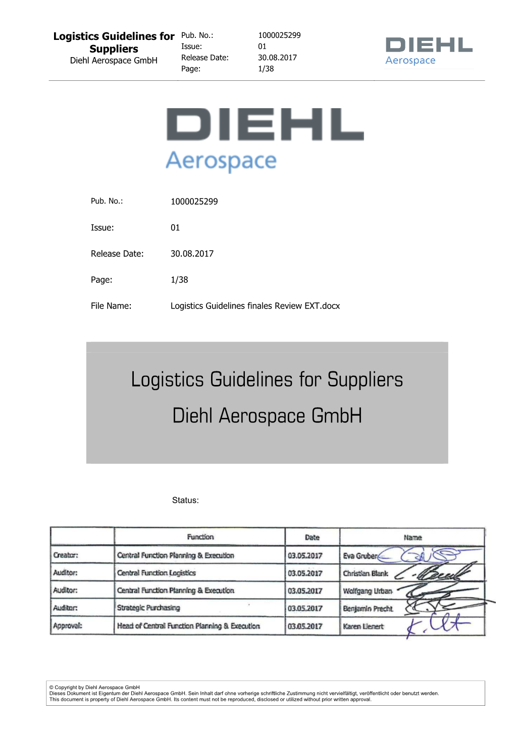 Logistics Guidelines for Suppliers Diehl Aerospace Gmbh