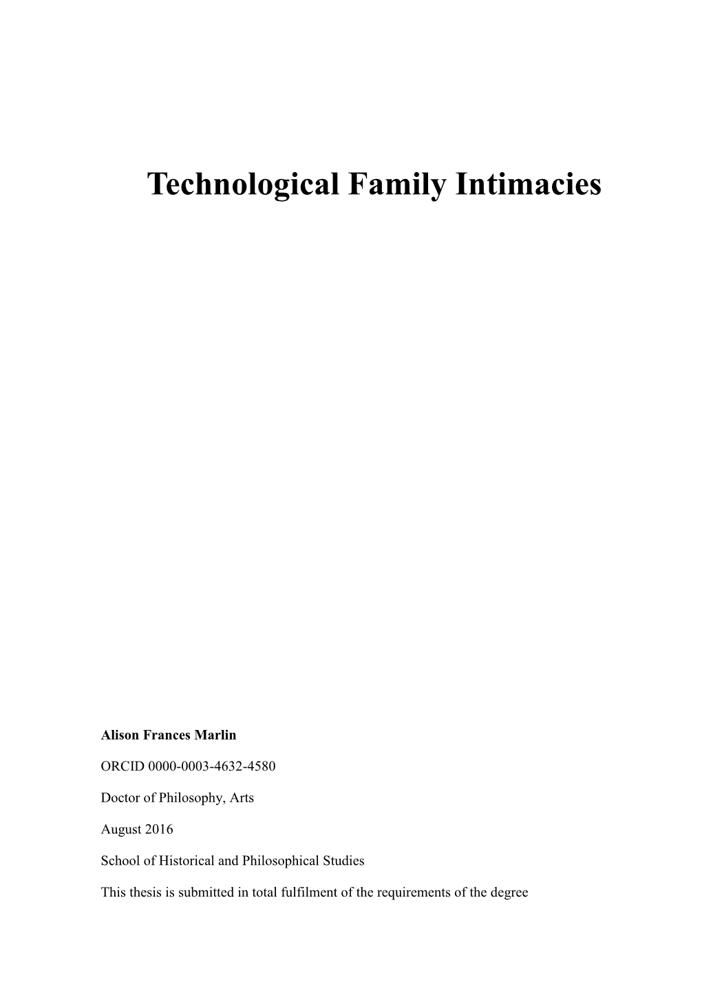 Technological Family Intimacies