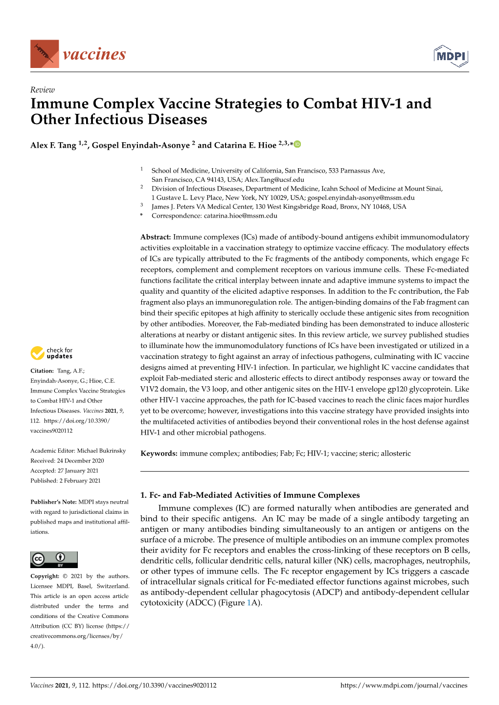 Immune Complex Vaccine Strategies to Combat HIV-1 and Other Infectious Diseases