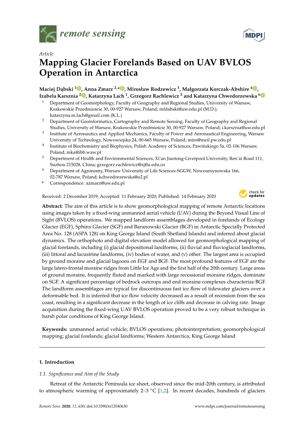 Mapping Glacier Forelands Based on UAV BVLOS Operation in Antarctica