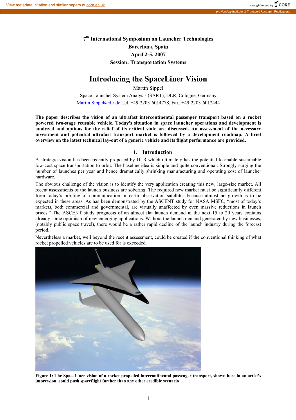 Spaceliner Vision CNES2007