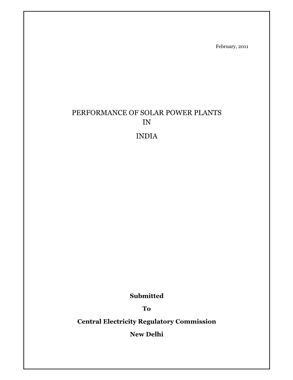 Study Report on Performance of Solar Power Plants in INDIA