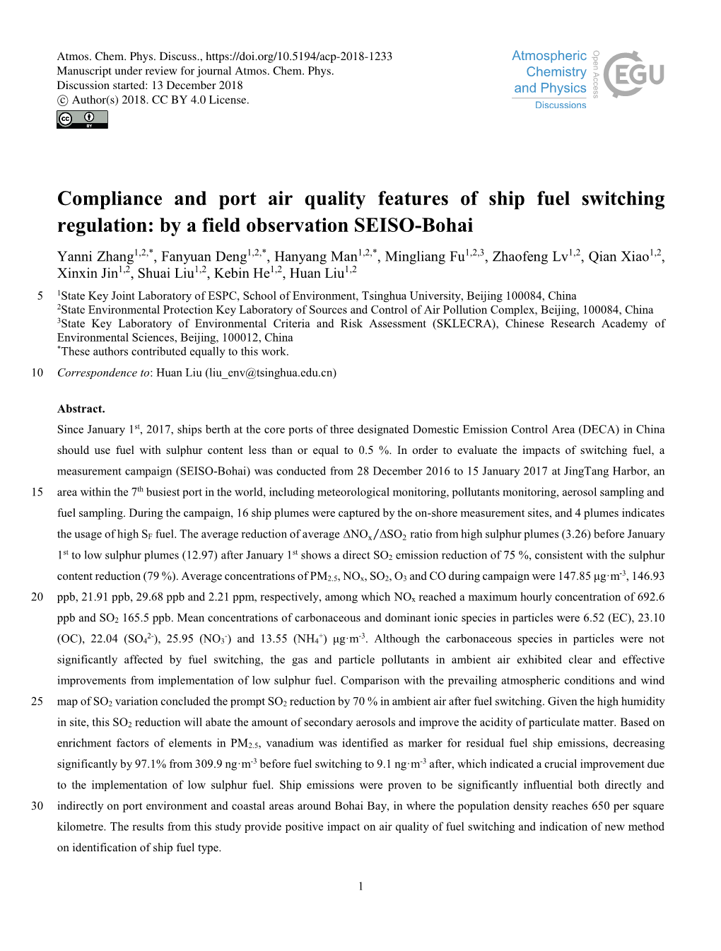 Compliance and Port Air Quality Features of Ship Fuel Switching