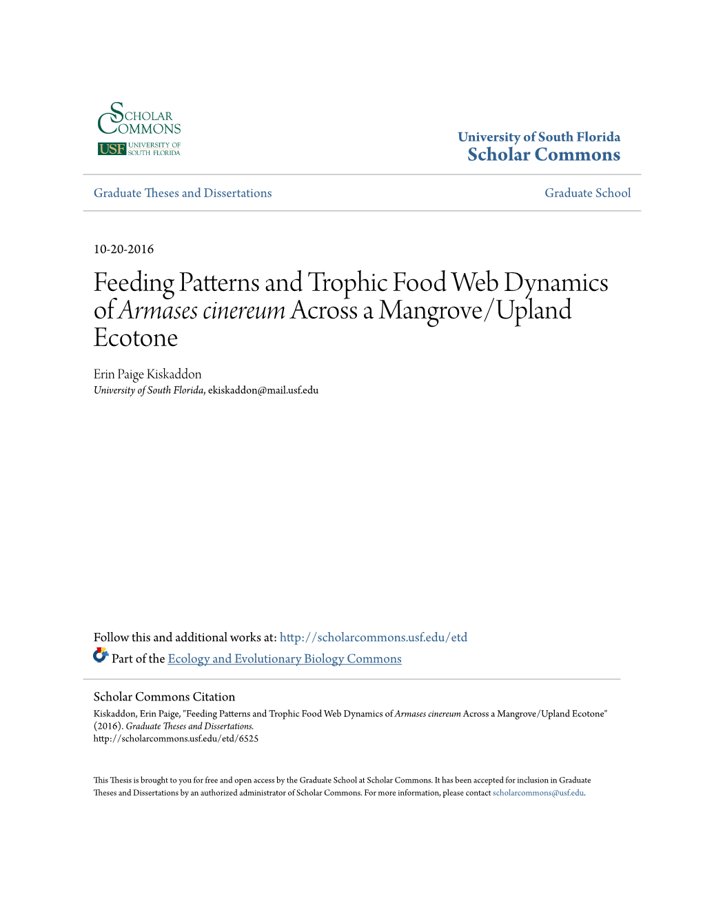 Feeding Patterns and Trophic Food Web