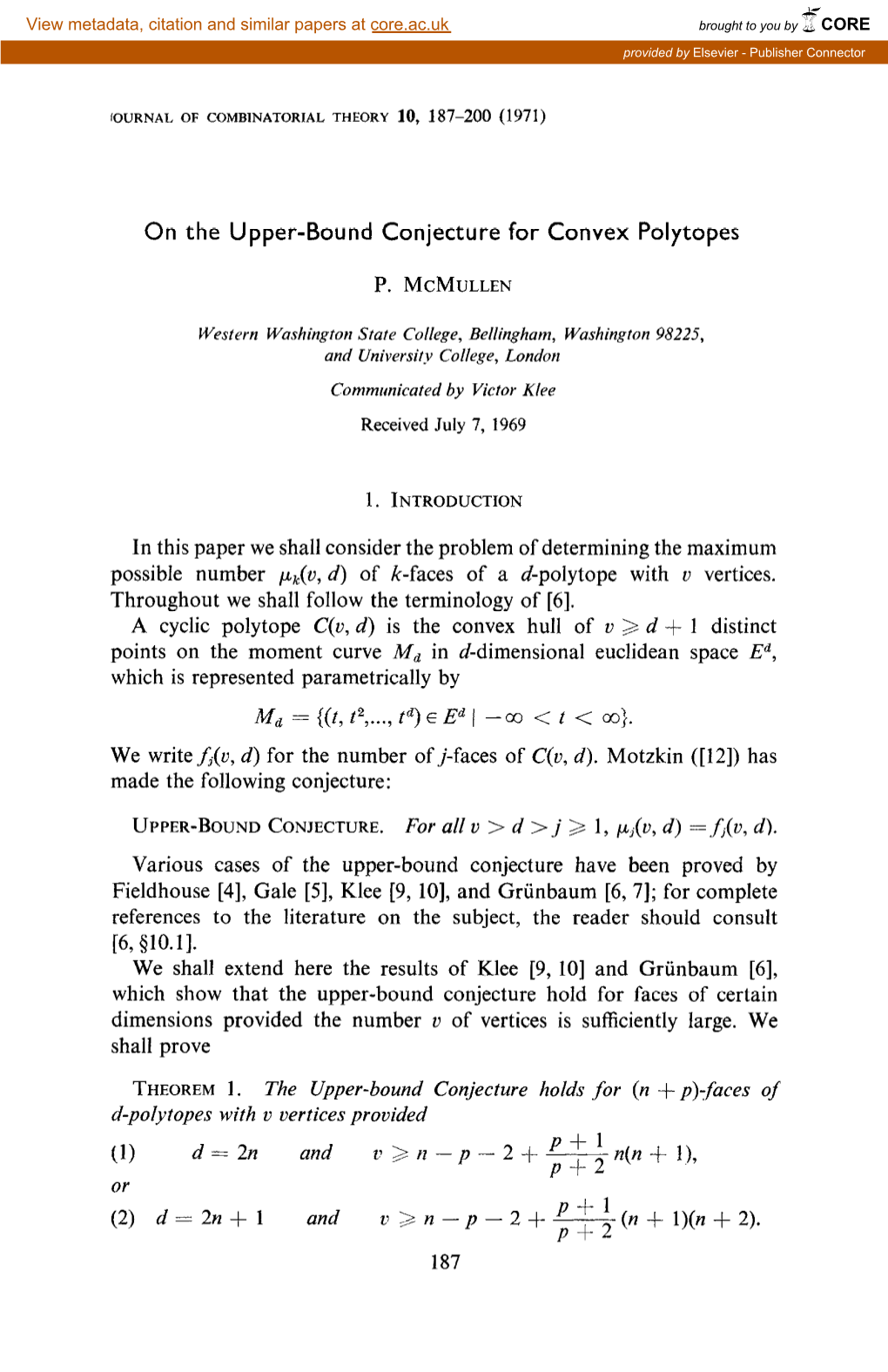 On the Upper-Bound Conjecture for Convex Polytopes