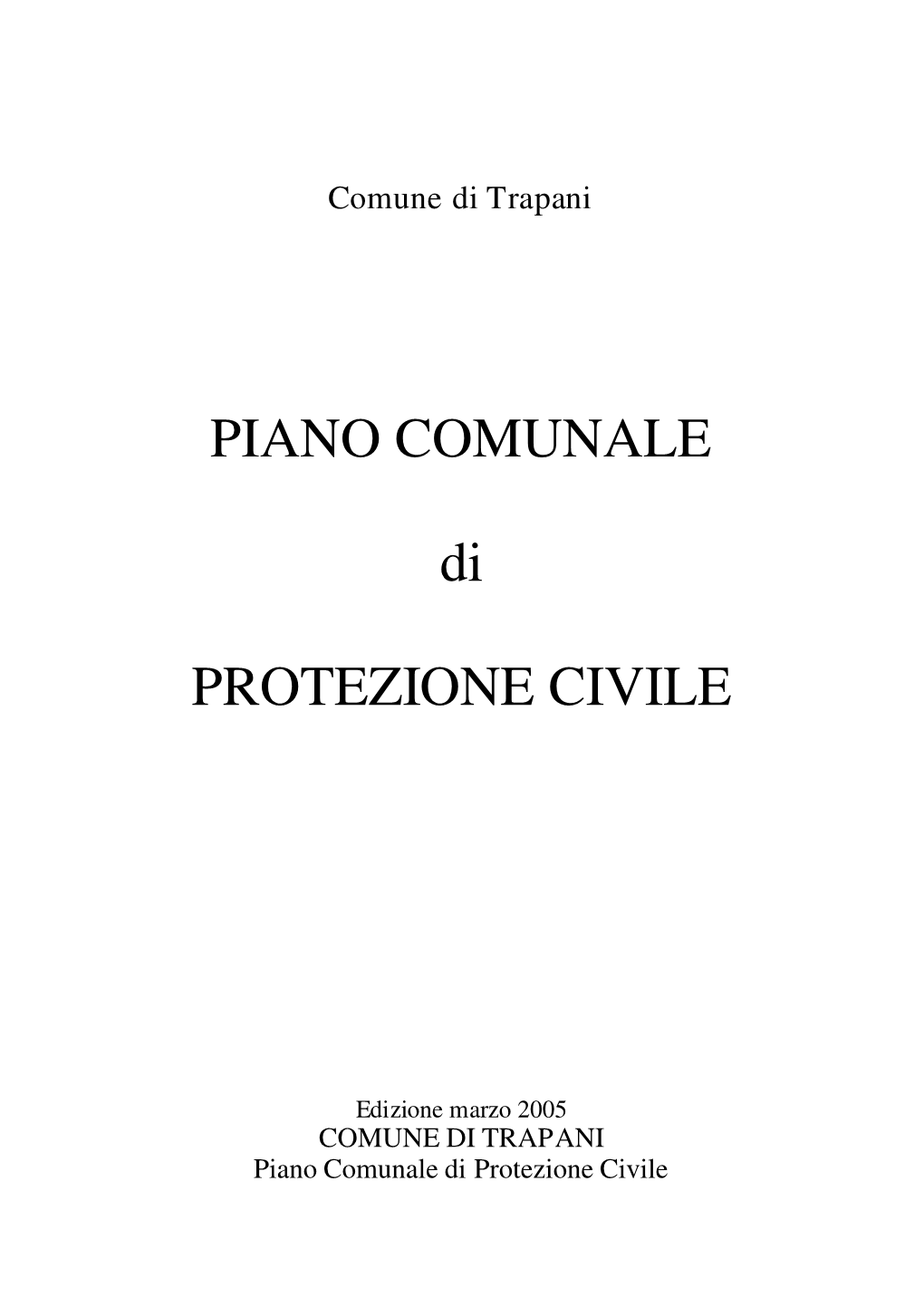 Piano Comunale Di Protezione Civile