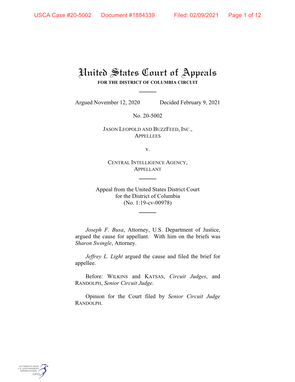 United States Court of Appeals for the DISTRICT of COLUMBIA CIRCUIT