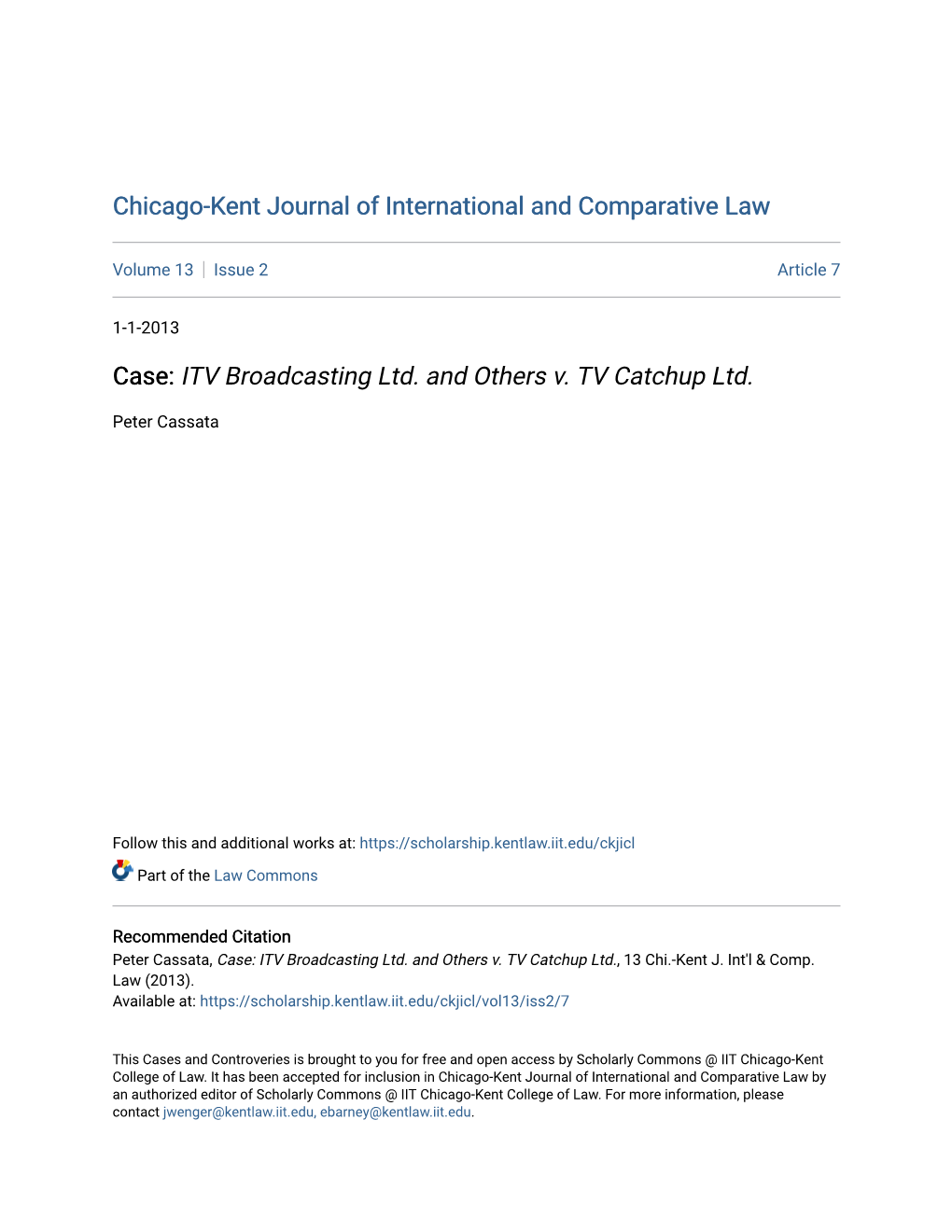 Case: ITV Broadcasting Ltd. and Others V. TV Catchup Ltd