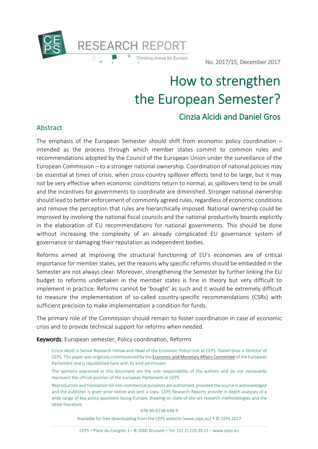 How to Strengthen the European Semester?