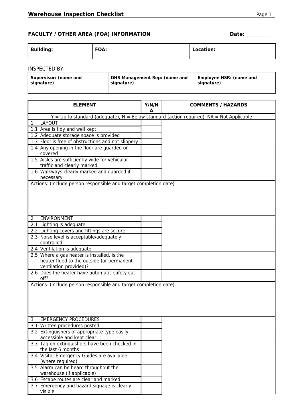 Faculty / Other Area (Foa) Information s1