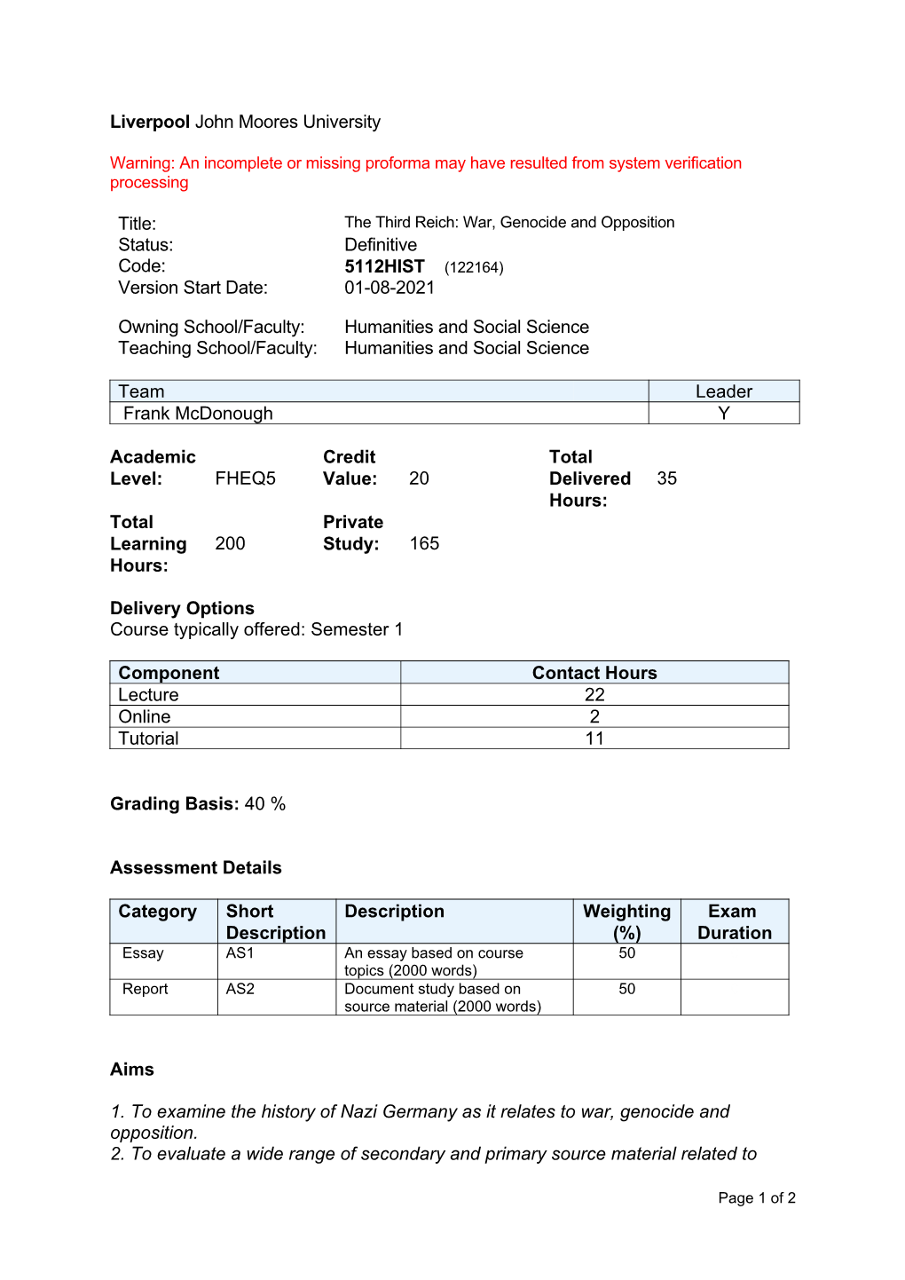 5112HIST (122164) Version Start Date: 01-08-2021