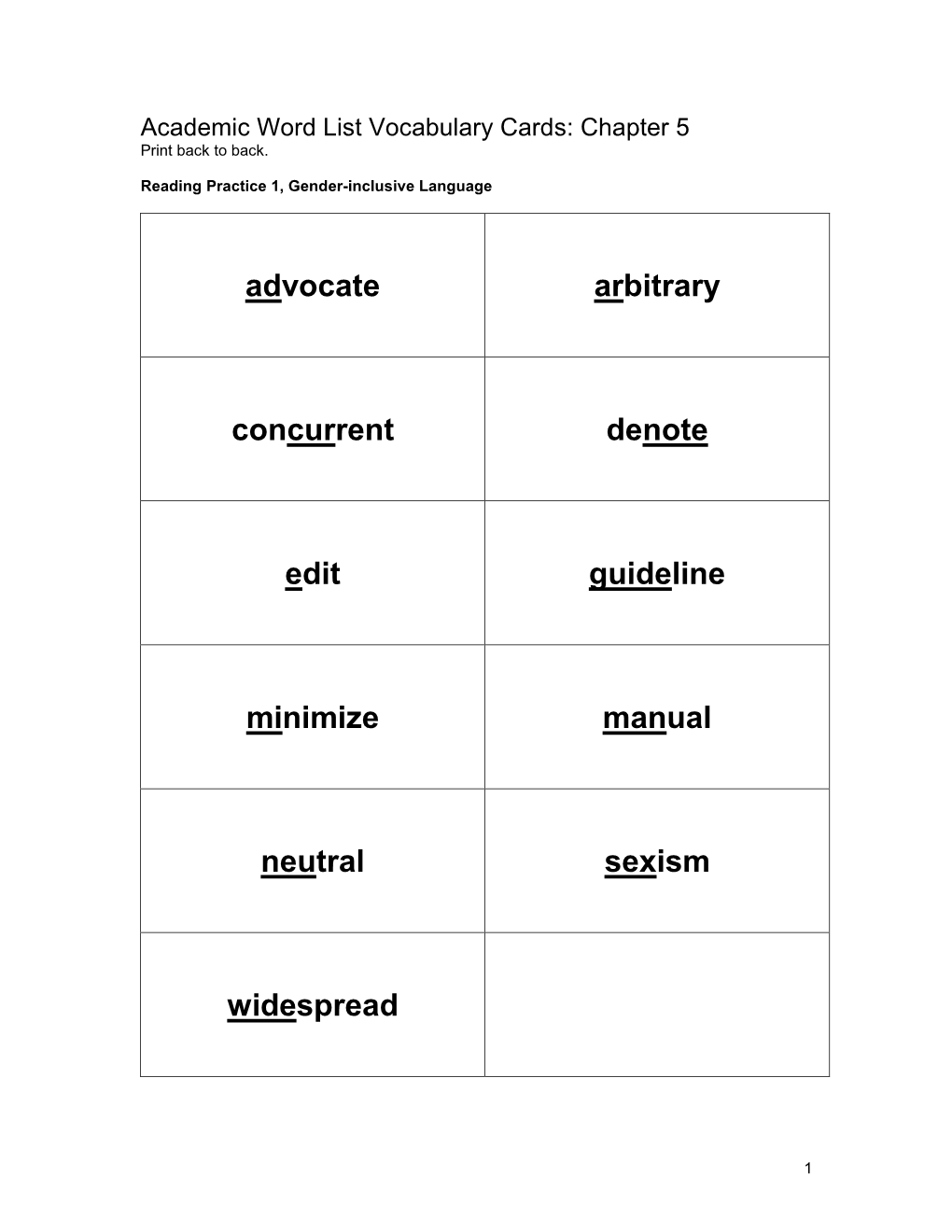 Academic Word List Vocabulary Cards, Chapter 3, Andy Goldsworthy