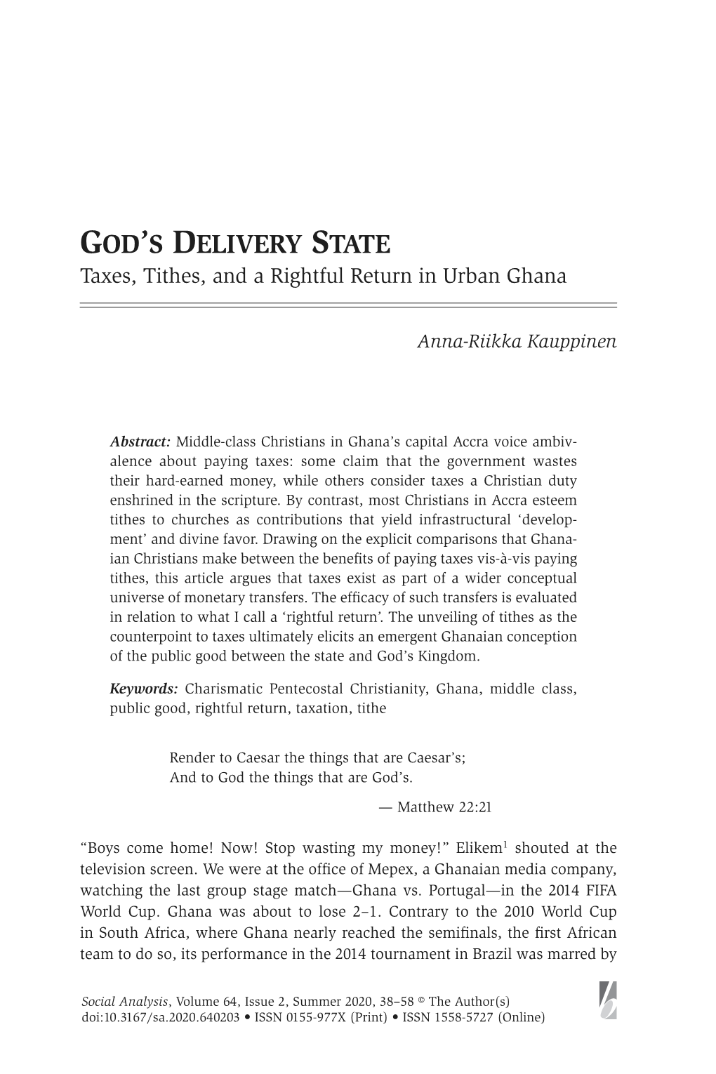 God's Delivery State