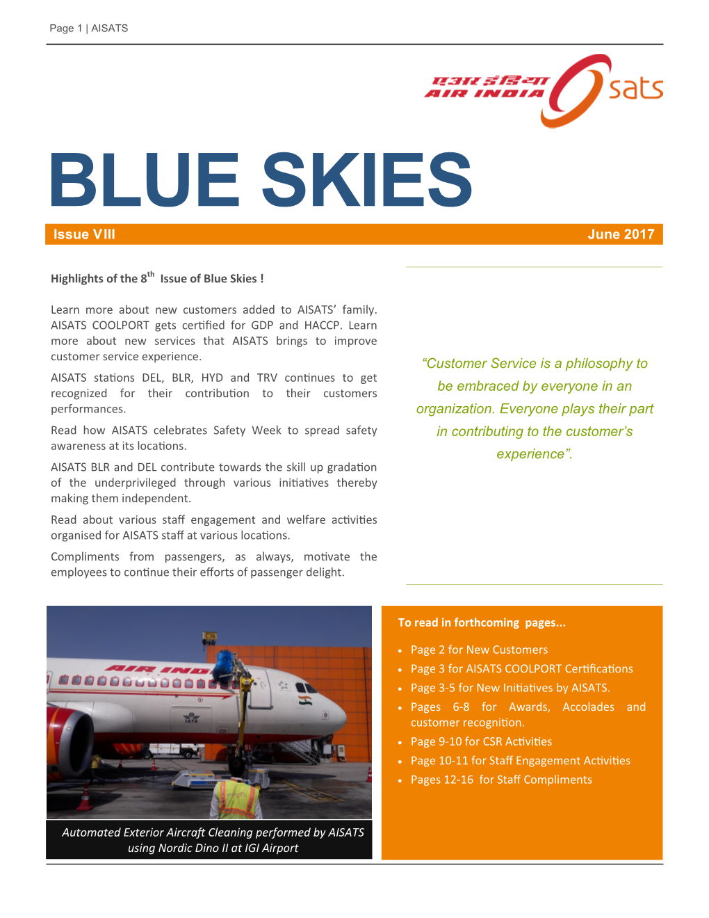 BLUE SKIES Issue V III June 2017