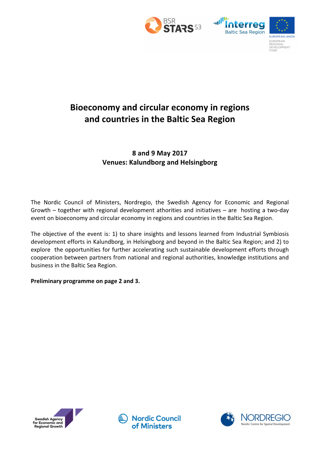 Bioeconomy and Circular Economy in Regions and Countries in the Baltic Sea Region