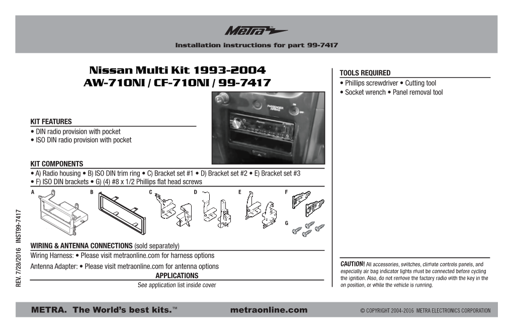 Nissan Multi Kit 1993-2004 AW-710NI / CF-710NI / 99-7417