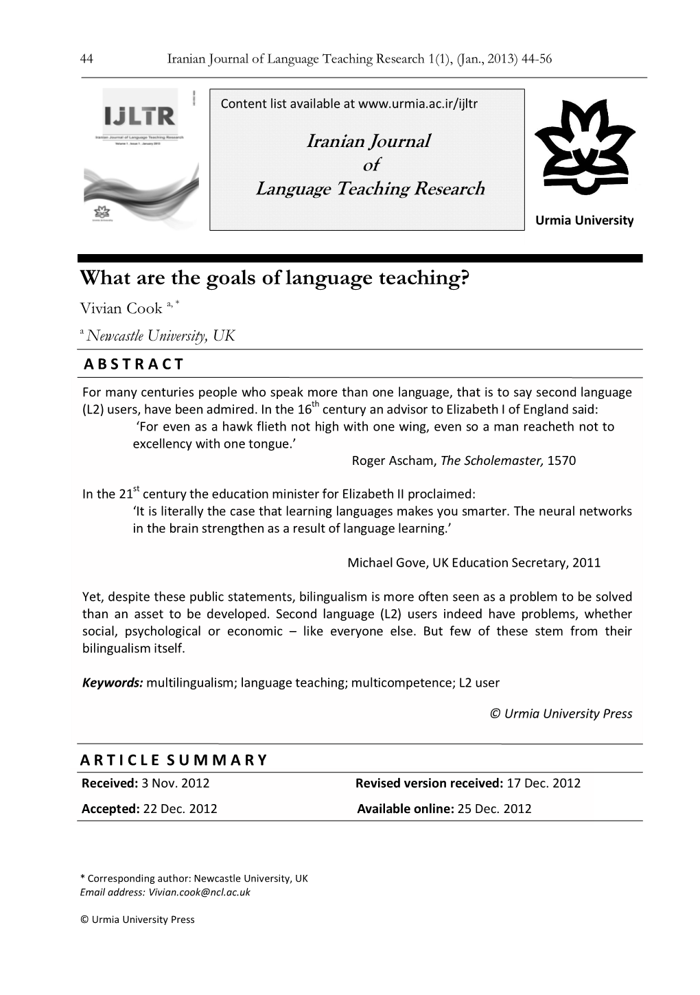 What Are the Goals of Language Teaching?