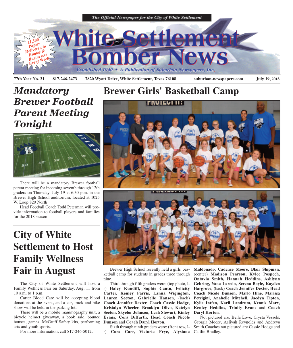 Brewer Girls' Basketball Camp City of White Settlement to Host Family