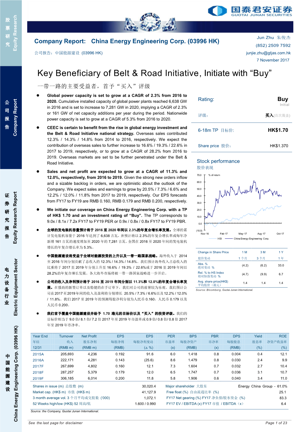 Key Beneficiary of Belt & Road Initiative, Initiate with “Buy”