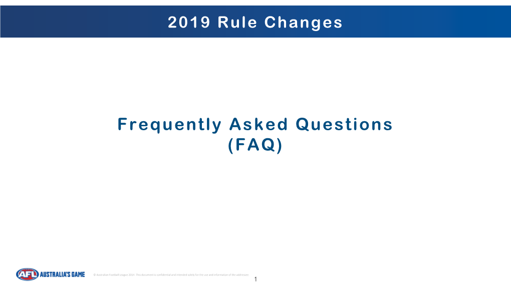 2019 Rule Changes