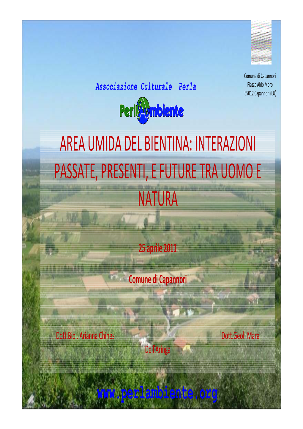 Area Umida Del Bientina: Interazioni Passate, Presenti, E Future Tra Uomo E Natura