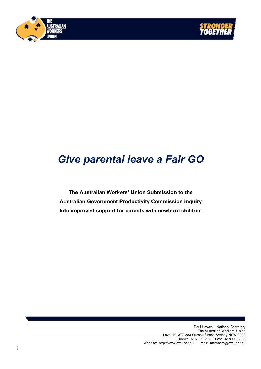 Give Parental Leave a Fair GO