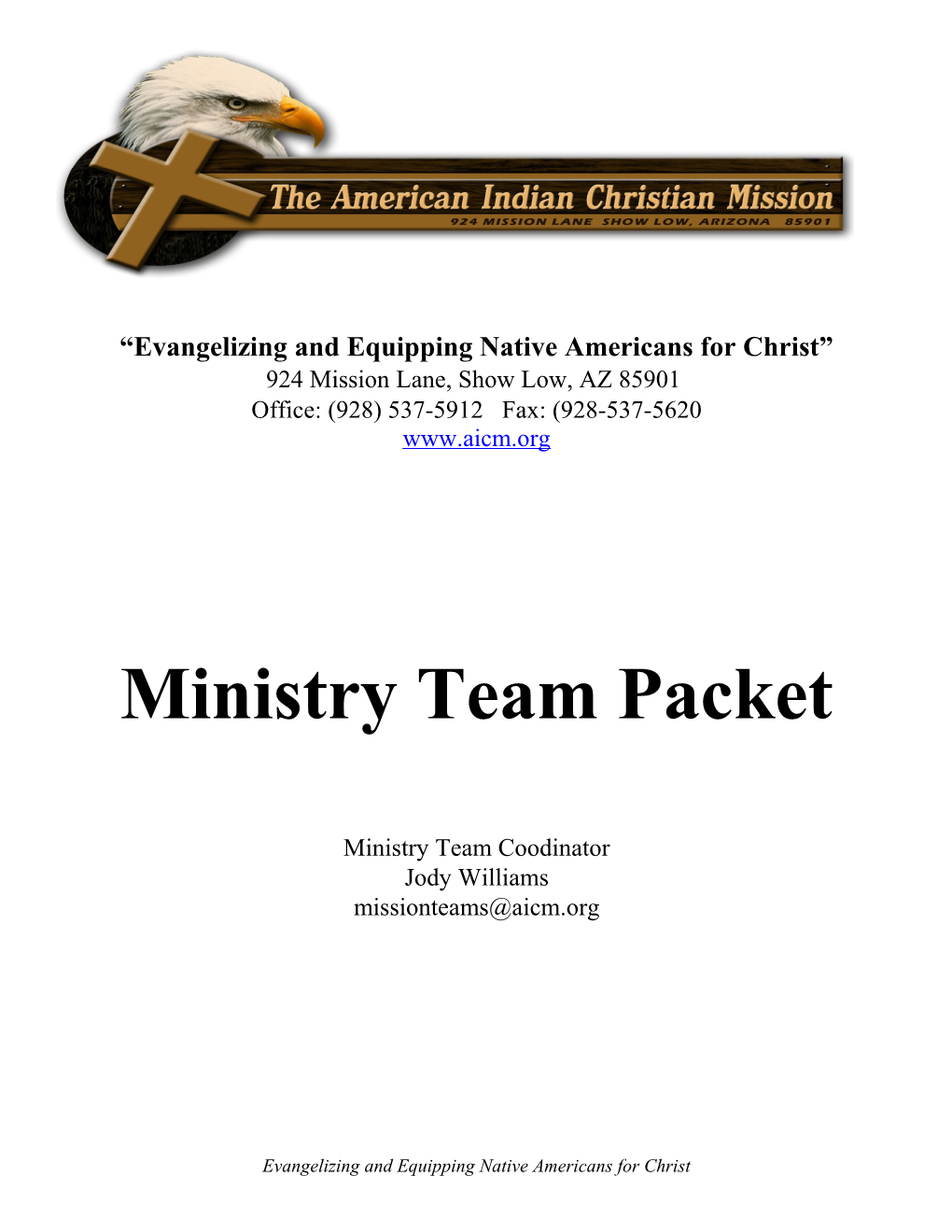 Microsoft Word - Ministry Team Packet.Doc