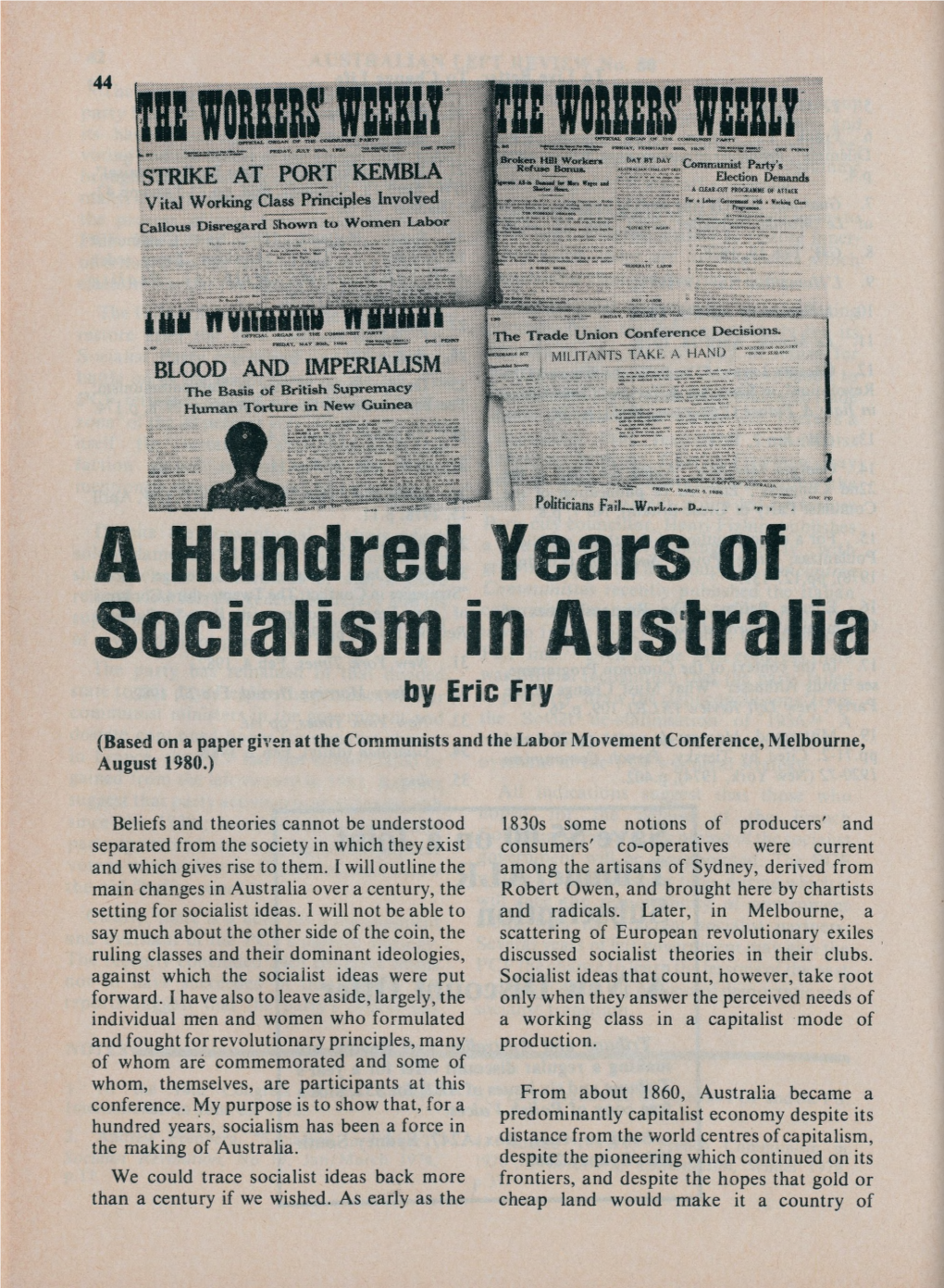 A Hundred Years of Socialism in Australia by Eric Fry