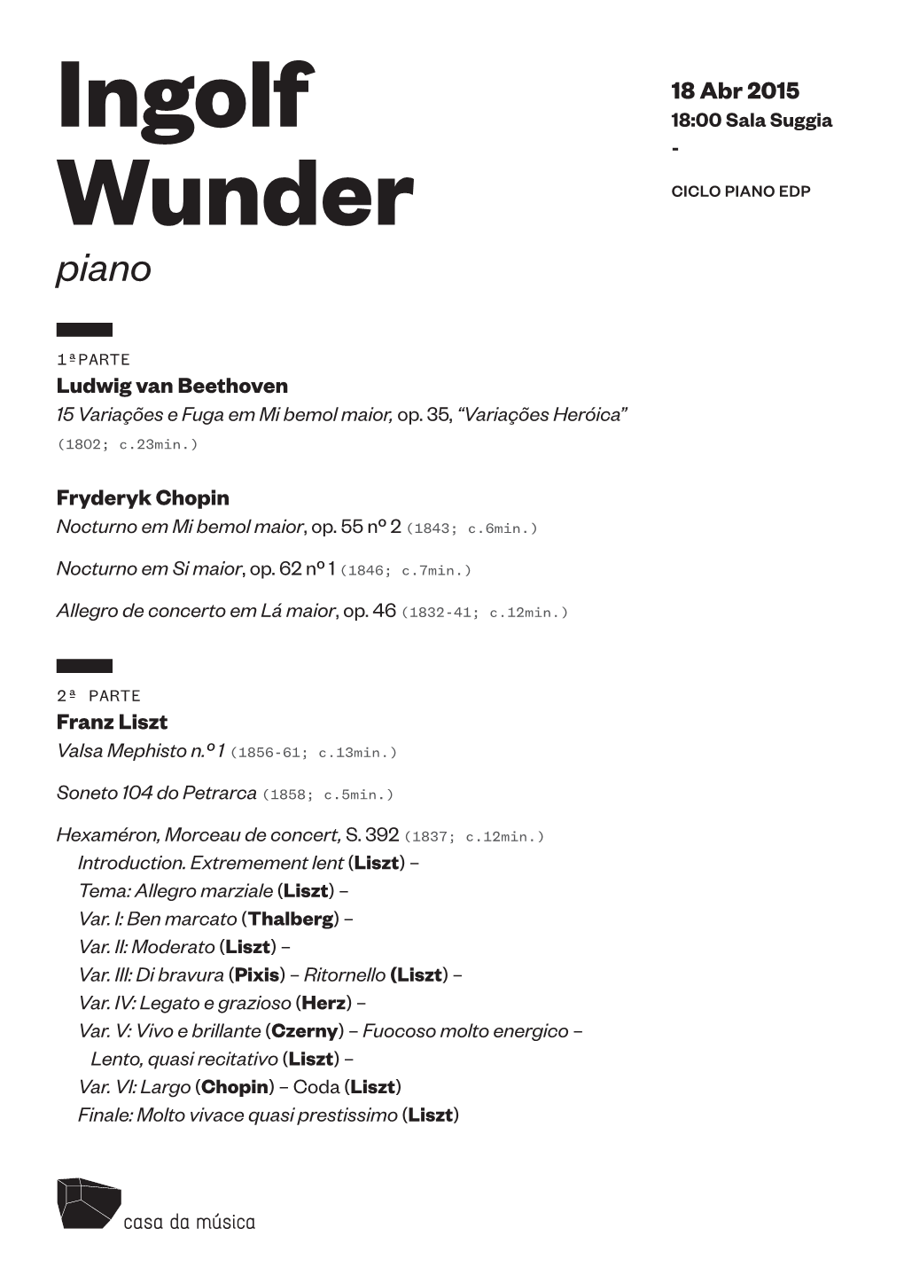 Ingolf Wunder Piano Segundo CD, 300, Em 2013