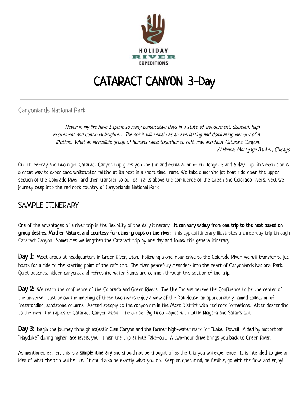 CATARACT CANYON ​ ​3-Day