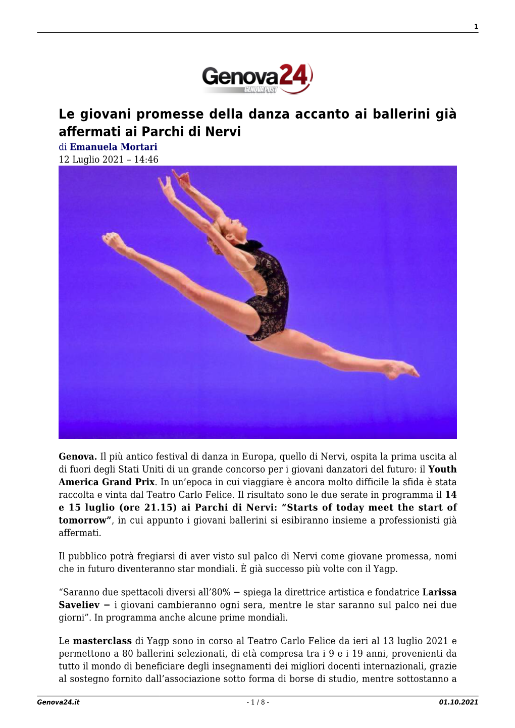 Le Giovani Promesse Della Danza Accanto Ai Ballerini Già Affermati Ai