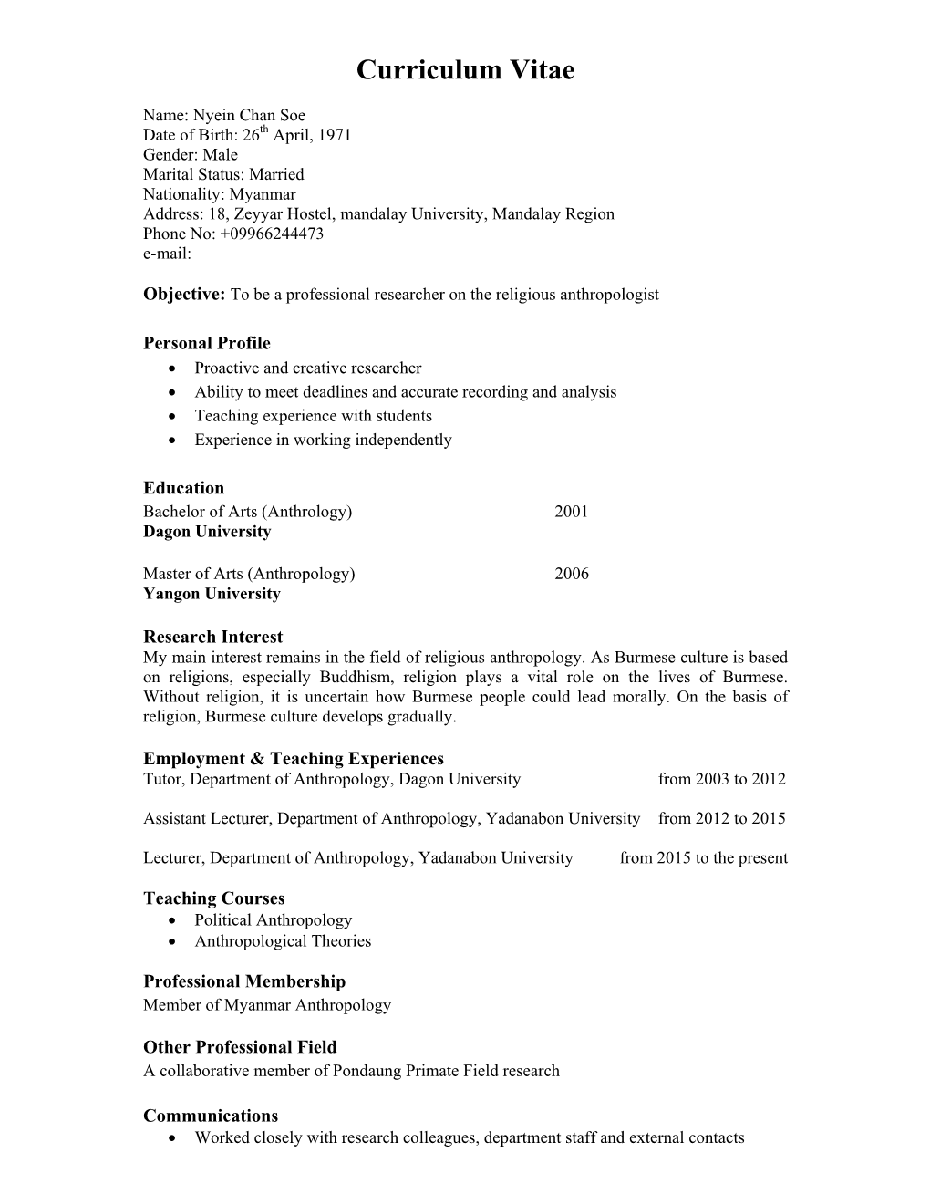 Curriculum Vitae